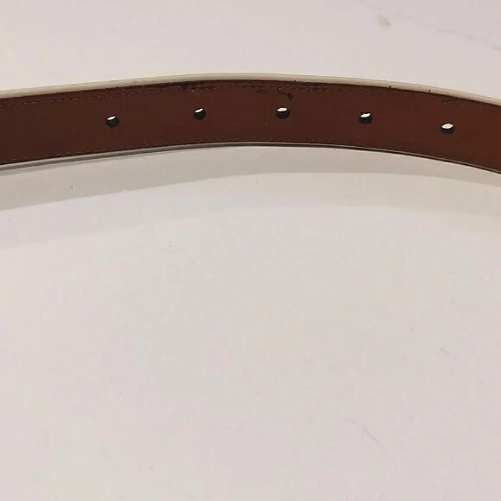 Lauren Ralph Lauren Leather Belt in Black and White Solid Brass Buckle Size L
